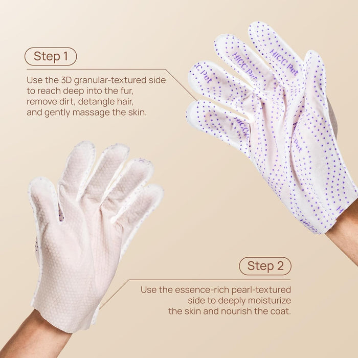 HICC PET Glove Wipes Pro – Pet Cleaning Gloves for Dogs & Cats – Infused with Coconut Oil & Plant Extracts – Hypoallergenic, Gentle, Spa-Like Care at Home