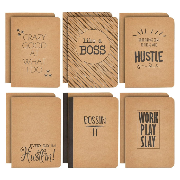 Paper Junkie Bulk Notebooks A6 Mini College-Ruled - 4 x 5.75 In, Brown Kraft, 12 Pack, 80 Pages - Portable & Lightweight Travel Journals for Kids & Party Favors for Teens