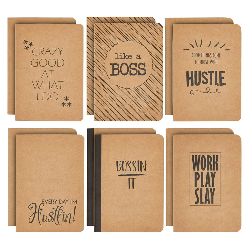 Paper Junkie Bulk Notebooks A6 Mini College-Ruled - 4 x 5.75 In, Brown Kraft, 12 Pack, 80 Pages - Portable & Lightweight Travel Journals for Kids & Party Favors for Teens