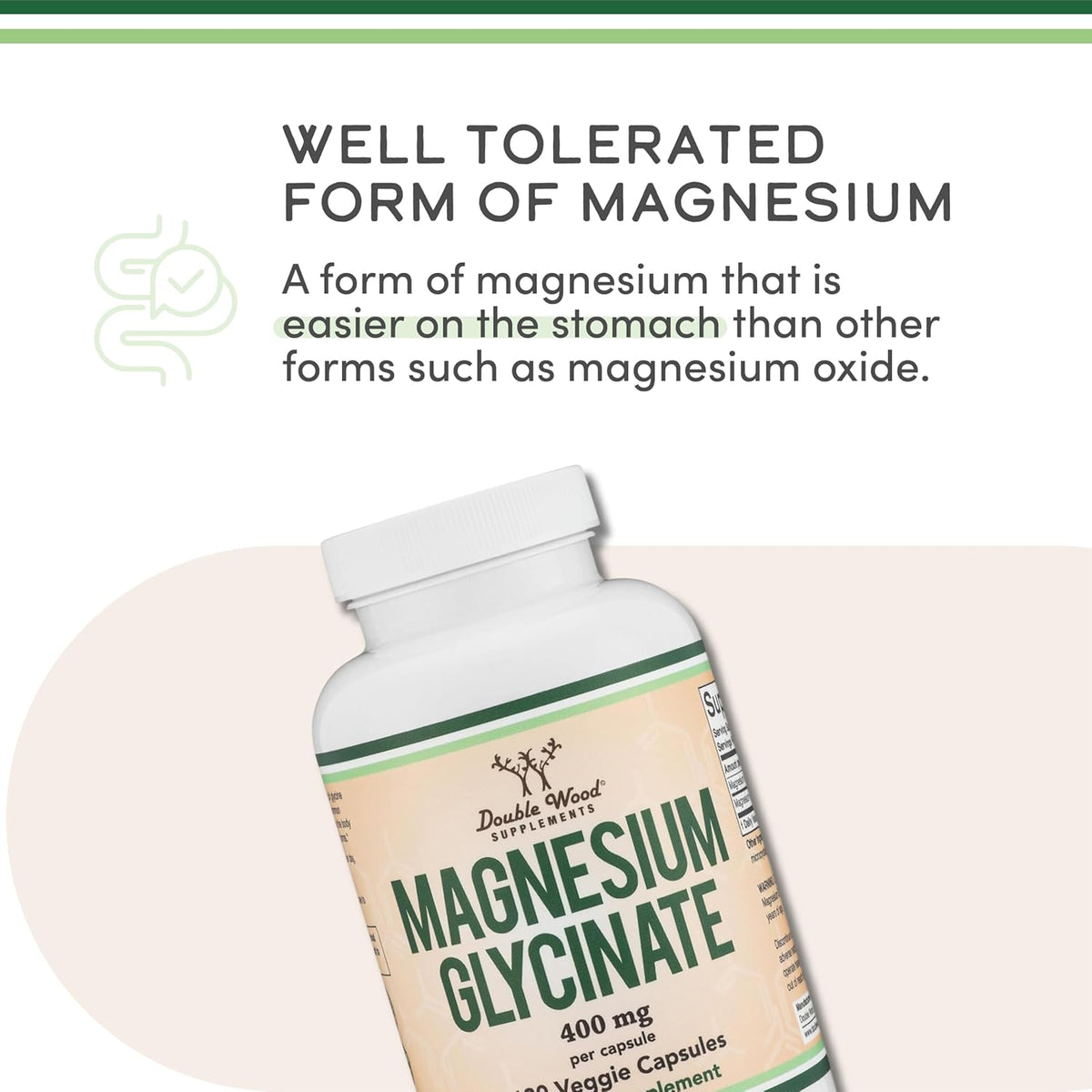 Magnesium Glycinate 400mg, 180 Capsules - for Sleep, Muscle, & Heart Support - (Vegan, Third Party Tested, Gluten Free, Non-GMO) by Double Wood Supplements