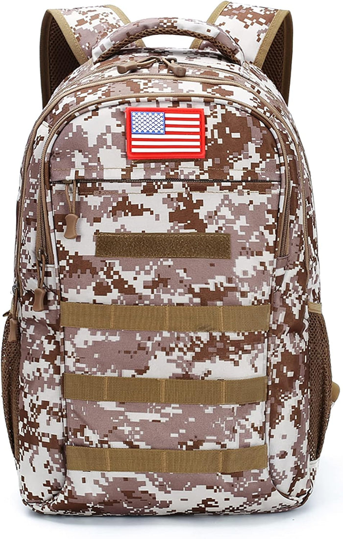 Camo Backpack,Military Tactical Backpack for Men with Flag Patch,30L School Backpack for Outdoor