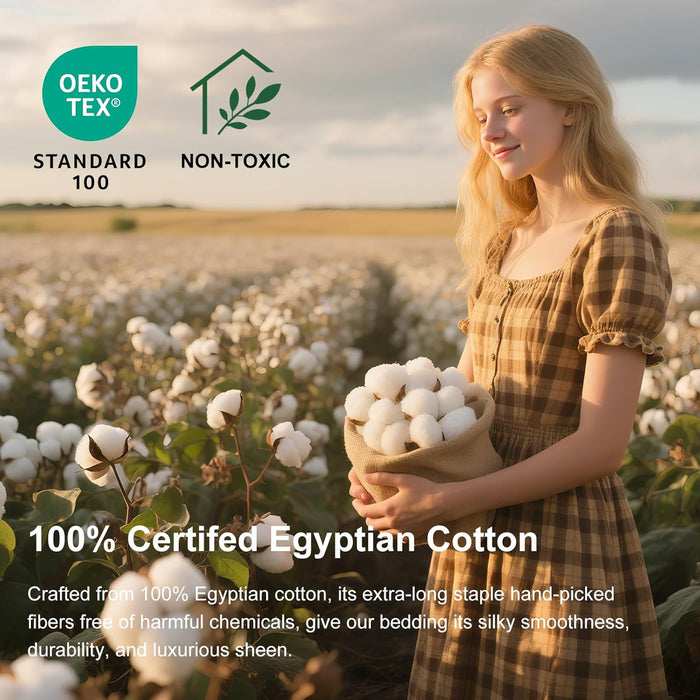 Ivellow 100% Egyptian Cotton Queen Size Sheets Set - 1200 Thread Count 6 PC 18" Deep Pocket Queen Sheets，Luxury Cotton Bed Sheets Soft Breathable Sage Green Cooling Sheet Sets Hotel Quality Bedding