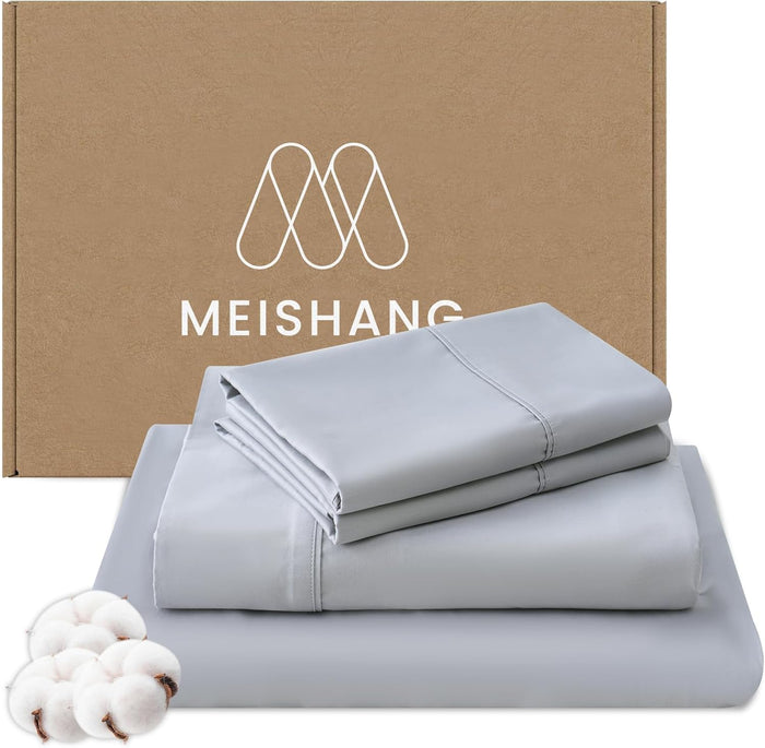 MEISHANG 1000 Thread Count Egyptian Cotton Sheets King - 100% Egyptian Cotton Sheet Set, Sateen Weave, Soft & Breathable, 16" Deep Pockets - 4 Piece (King, Dark Green)