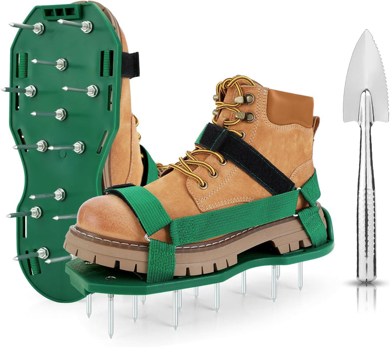 Ohuhu Lawn Aerator Shoes with Hook & Loop Straps, All New Unique Design Free-Installation Heavy Duty Spiked Aerating Sandals, One-Size-Fits-All for Yard Patio Lawn Garden