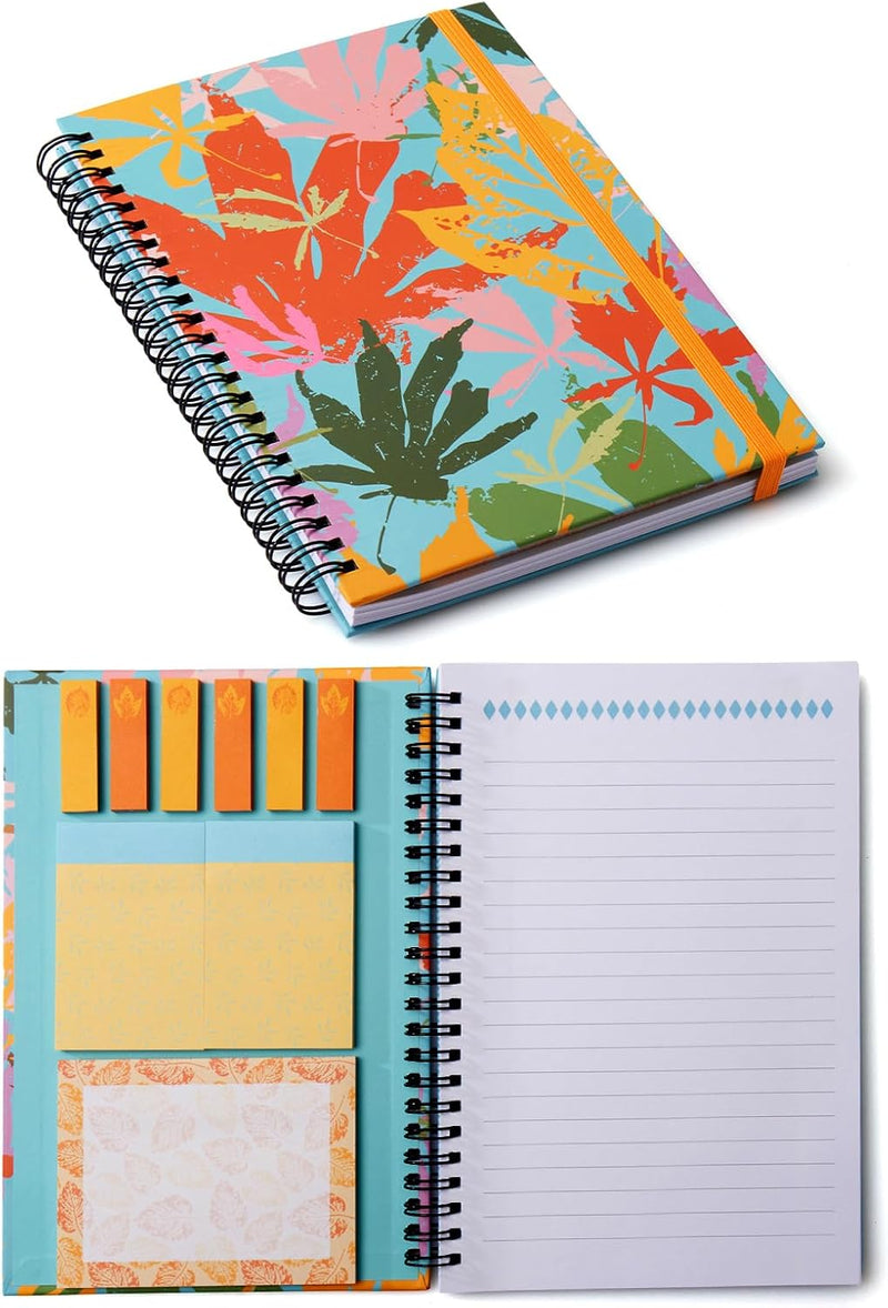 A5 Spiral Sticky Notebook,with 9 pads of decorated sticky notes and a handy notebook,for Bible study;Note Pads Teacher Appreciation Gift Writing Memo Pads School Office Supplies and Daily Life Organization (Lotus)