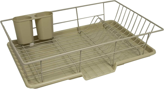 Sweet Home Collection Metal, Plasic ,Dish Drainer Drain Board and Utensil Holder Simple Easy to Use, 12" x 19" x 5", Black