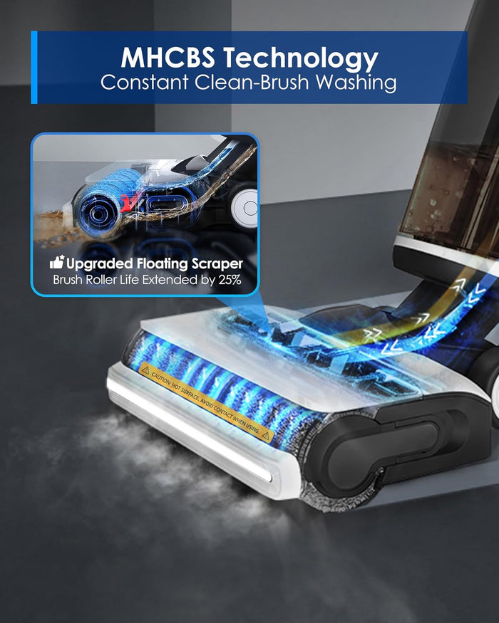 Tineco Floor ONE S7 Steam Cordless Wet Dry Vacuum Steam Mop All-in-One, Floor Washer for Sticky Mess Clean Up on Hard Floors with Digital Display, Self-Cleaning, Edge Cleaning, Safe for Kids & Pets