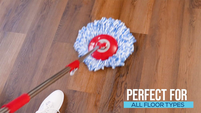 SIMPLI-MAGIC 79349 Spin Mop Cleaning System with 3 Microfiber Mop Heads, Red/GRAY,Red/Black