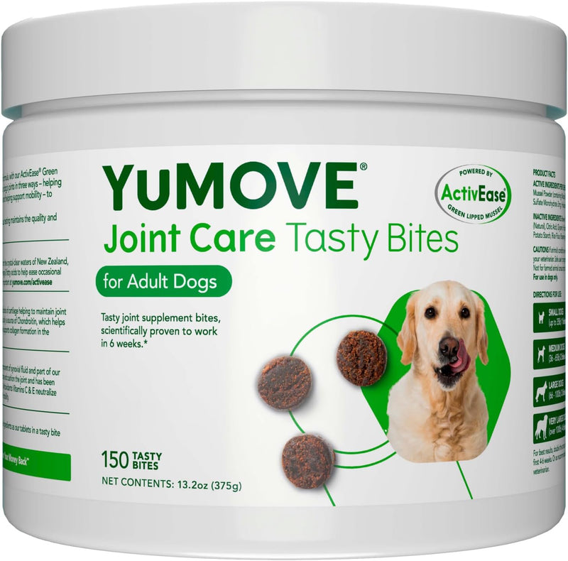 Yumove Dog Joint Supplement, Hip and Joint Supplement for Dogs with Glucosamine Chondroitin, Hyaluronic Acid, Green Lipped Mussel and Omega 3, Dog Hip and Joint Aches and Stiffness (300 Tasty Bites)