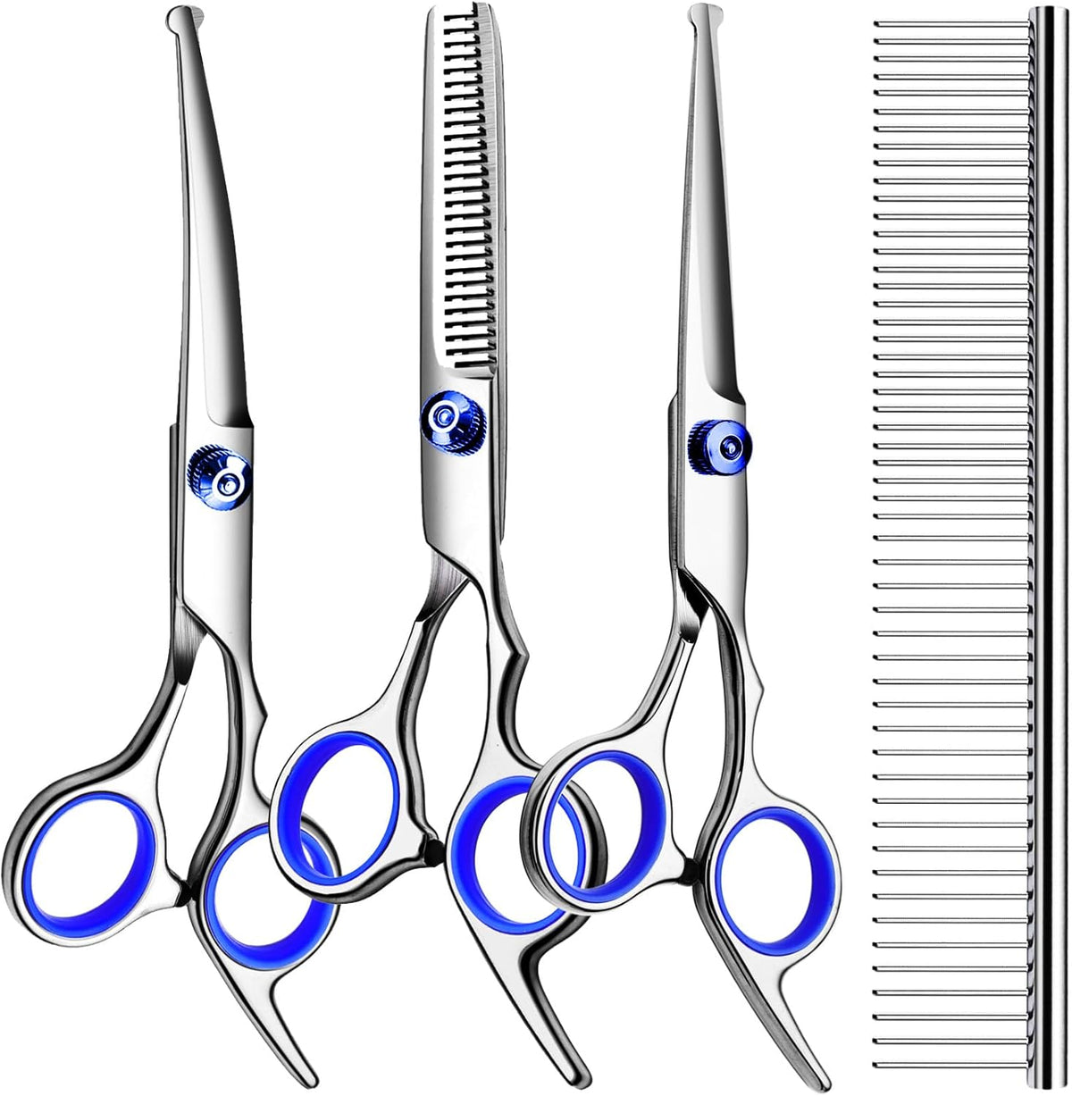 5 in1 Dog Grooming Scissors Kit, Professional Dog Scissors for Grooming with Safety Round Tips, Titanium Coated Grooming Shears for Dogs Cat Pet At Home
