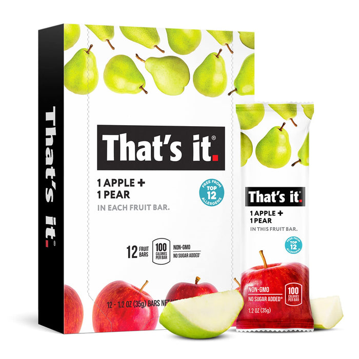 That's it. Apple + Coconut 100% Natural Real Fruit Bar, Best High Fiber Vegan, Gluten Free Healthy Snack, Paleo for Children & Adults, Non GMO No Added Sugar, No Preservatives Energy Food (12 Pack)