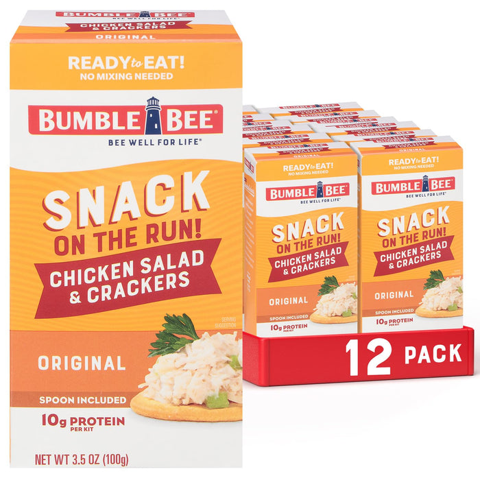 Bumble Bee Snack on the Run Chicken Salad with Crackers Kit, Ready to Eat, Easy Open Can, Spoon Included - Shelf Stable & Convenient Protein Snack, 3.5 Ounce (Pack of 3)
