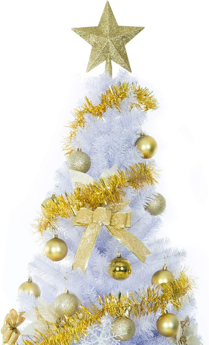 Sunnyglade 7.5 FT Premium White Artificial Christmas Tree 1,400 Tips Easy to Assemble with Christmas Tree Metal Stand for Indoor and Outdoor Use (7.5FT)