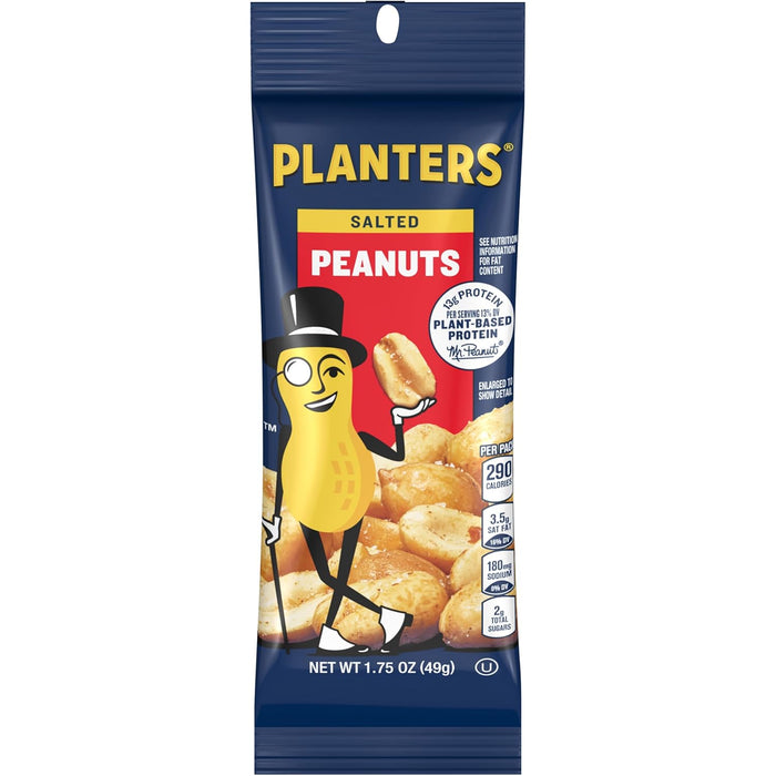 PLANTERS Salted Peanuts Cocktail, Party Snack, Plant-Based Protein, After School Snack, Roasted in Peanut Oil, Salted Nuts, Snacks for Adults, Bulk Nuts, Kosher, 2.19lb Jar