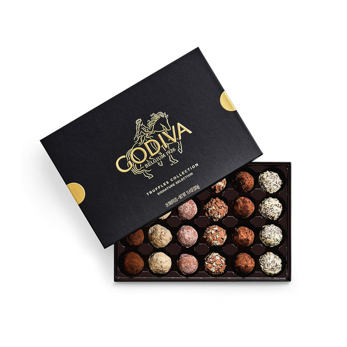 Godiva Signature Truffle Gift Box, Belgian Dark and Milk Chocolates with Ganache Center, Gourmet Gift for Birthdays, Holidays, Non-GMO & Kosher, 8 Pc