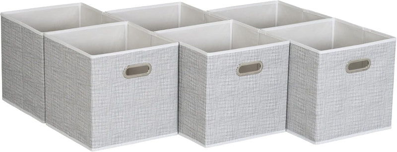 Household Essentials, Black Mix 6 Pack Fabric Storage Bins with Handle