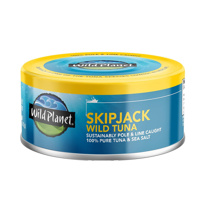 Wild Planet Skipjack Wild Tuna, Sea Salt, Canned Tuna, Pole & Line Sustainably Wild-Caught, Non-GMO, Kosher, 5 Ounce Can (Pack of 12)