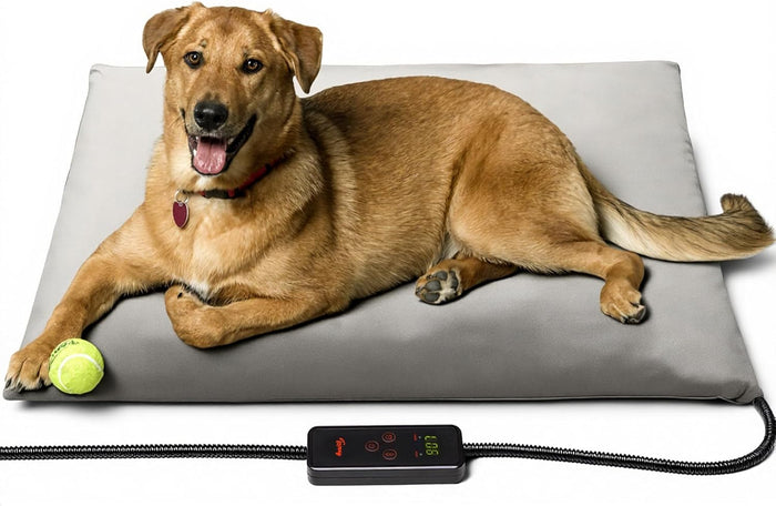 Toozey Medium Pet Heating Pad, 28x20 in, 6 Temp Settings, Timer, Waterproof, Chew-Resistant Cord, for Dogs and Cats