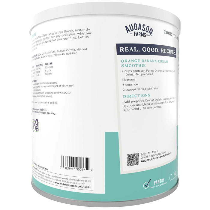 Augason Farms Orange Delight Drink Mix Can, Emergency Food Supply, Everyday Meals, 52 Servings