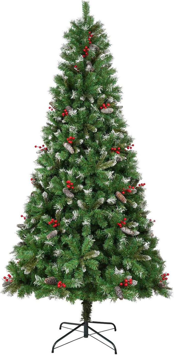 Uten Pencil Christmas Tree, 7.5ft Slim Christmas Tree with Mixed 800 Branch Tips, Foldable Metal Stand, Easy Assembly for Home, Office, Party, Holiday