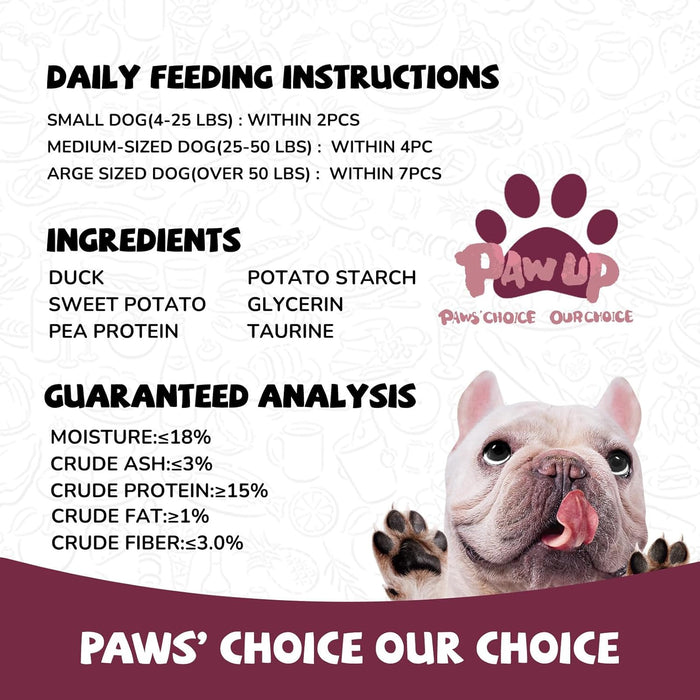 PAWUP Duck & Sweet Potato Dog Treats, High Fiber Pet Treats for Medium Dogs, Healthy Chews Snacks, High in Protein, 12.5 oz