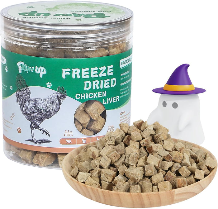 PAWUP Freeze Dried Chicken Heart Pet Treats, High Protein Freeze-Dried Pet Food for Dogs, Cats, Fresh Ingredient, 3.2 oz, Rawhide Free, Gluten&Grain Free