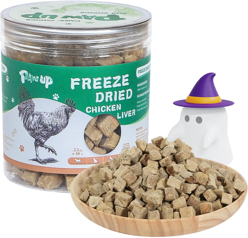 PAWUP Freeze Dried Chicken Heart Pet Treats, High Protein Freeze-Dried Pet Food for Dogs, Cats, Fresh Ingredient, 3.2 oz, Rawhide Free, Gluten&Grain Free