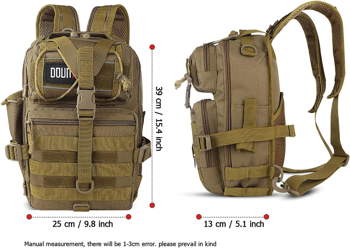 Tactical Backpack Medium EDC DayPack Military Molle Backpacks Bag Outdoor Rucksack for Fishing Hunting Camping (Khaki)