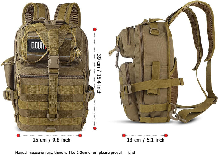 Tactical Backpack Medium EDC DayPack Military Molle Backpacks Bag Outdoor Rucksack for Fishing Hunting Camping (Khaki)