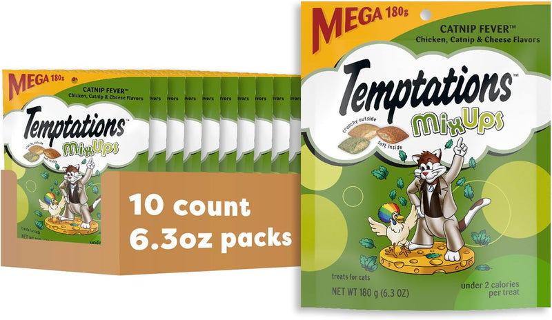 Temptations MixUps Catnip Fever Flavor Crunchy and Soft Cat Treats, 16 oz. Tub