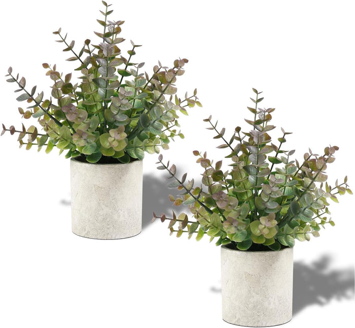 2 Pack Black Fake Eucalyptus Small Fake Plants Potted Artificial Plants for Halloween Decorations Shelf Desk Home Farmhouse Room Coffee Table Bathroom Decor(Black)