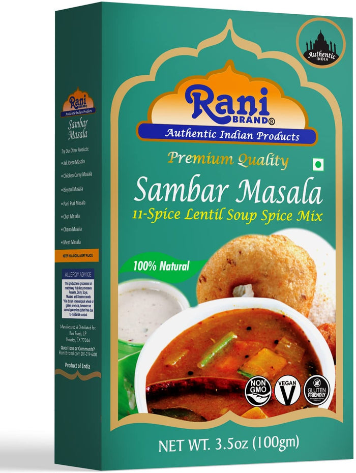 Rani Sambar Masala (Lentil Soup Spice Blend) 3oz (85g) PET Jar ~ All Natural | Vegan | No Colors | Gluten Friendly | NON-GMO | Kosher | Indian Origin
