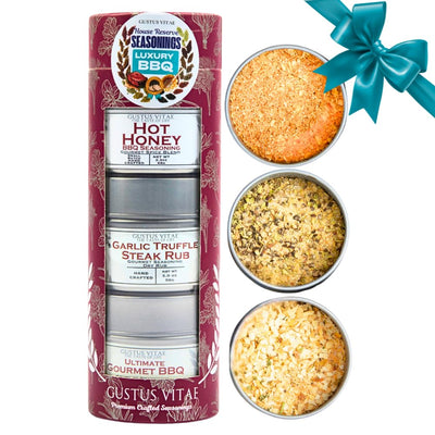 Luxury BBQ House Reserve Seasonings | Gift Packaged Set of 3 | Artisanal Gift Pack | All Natural, Non GMO Seasoning | Gourmet Spice Blends & Rubs | Small Batch, Hand Made | Made in USA | No Artificial Ingredients, Authentic Flavors | GLP-1 Friendly | Sust