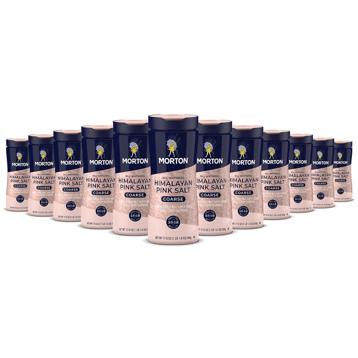 Morton All-Natural Coarse Himalayan Pink Salt, 17.6 Ounce (Pack of 12)