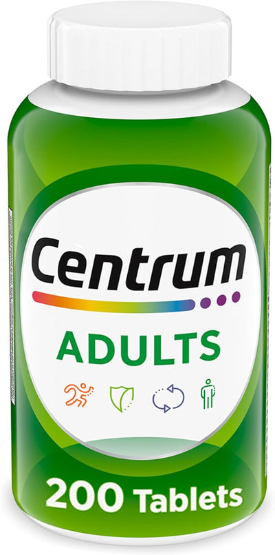 Centrum Adult Multivitamin/Multimineral Supplement with Antioxidants, Zinc, Vitamin D3 and B Vitamins, Gluten Free, Non-GMO Ingredients - 200 Count