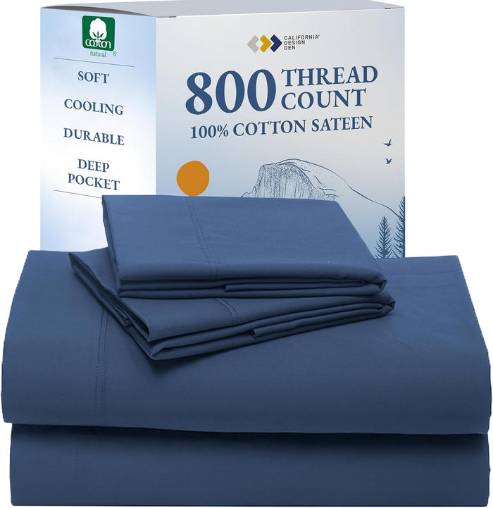 California Design Den Cal King Cotton Sheets - Luxury 800 Thread Count, 100% Cotton Sateen Bedding - Deep Pocket California King Sheet Set - Lavender