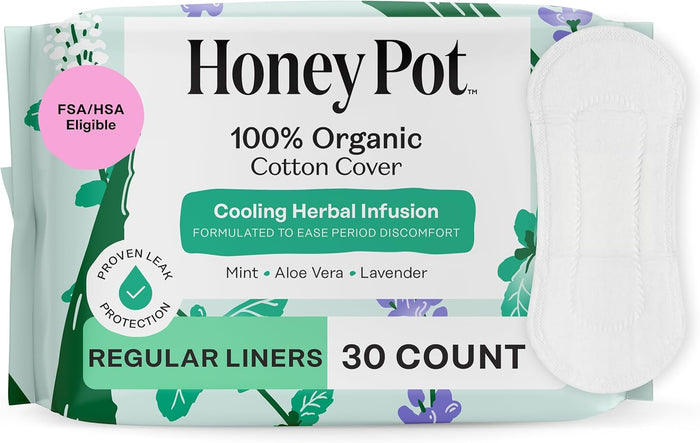 The Honey Pot Company - Herbal Pads for Women - Overnight w/Wings - Infused w/Essential Oils for Cooling Effect & Organic Cotton Cover - Feminine Care - 12 ct