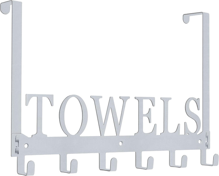 Over The Door Hooks - Towel Holder for Bathroom, Bedroom, Kitchen & Pool - Sandblasted Black Metal Wall Mount