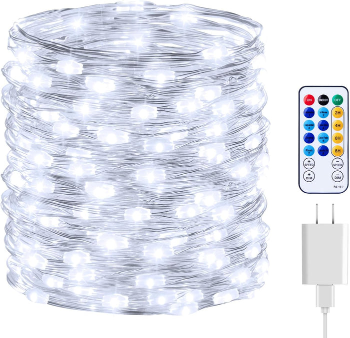 Minetom Fairy Lights with Remote, 66 Feet 200 Led Firefly String Lights Plug in for Bedroom Home Wall Ceiling Christmas Tree Wreath Craft Wedding Party Indoor Outdoor Decoration, Warm White