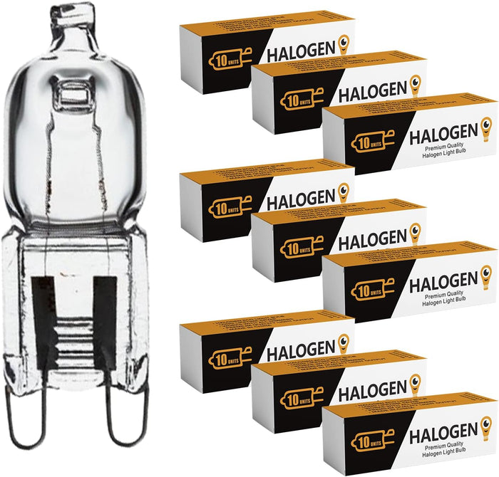 10 Pack Crystal Clear Lense 40W Q40/G9/CL/120V G9 JCD 40 Watt 120 Volt T4 JD Type Halogen House Hold Light Bulb Hanging Pendant Accent Type Spot Down Lamp Chandelier Sconce Fixture Lighting