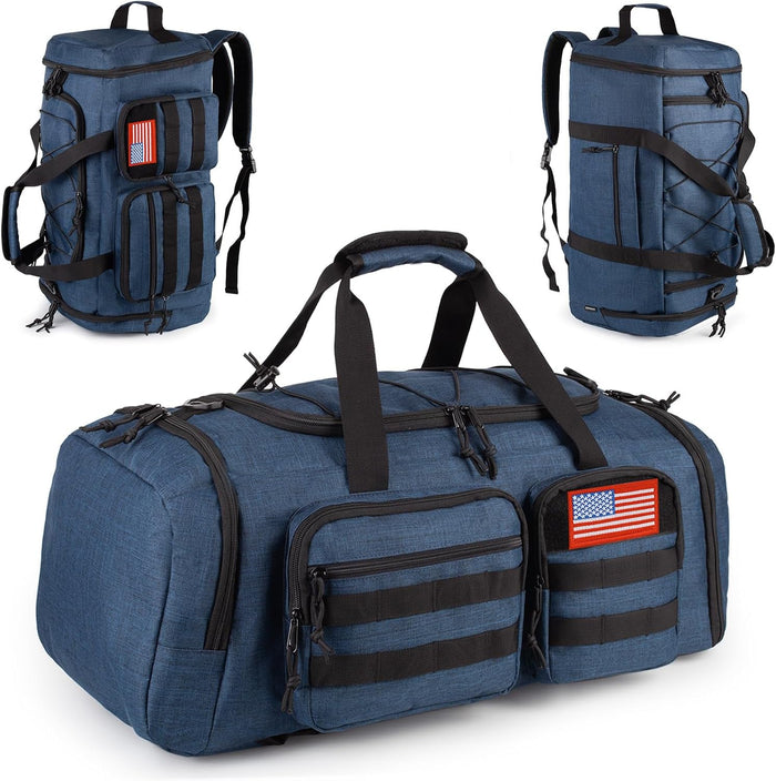 Tactical Gym Bag for Men，70L Large 3 in 1 Sports Duffle Bag with Shoes Compartment for Travel,Water Resistant Travel Backpack Weekender Overnight Bag with Wet Pocket for Women