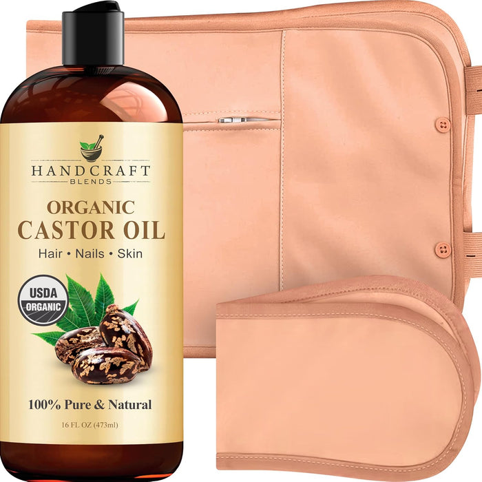 Handcraft Blends Organic Castor Oil - 16 Fl Oz - 100% Pure and Natural - Premium Grade Carrier Oil for Hair Growth, Eyelashes and Eyebrows - Hair and Body - Expeller-Pressed & Hexane-Free