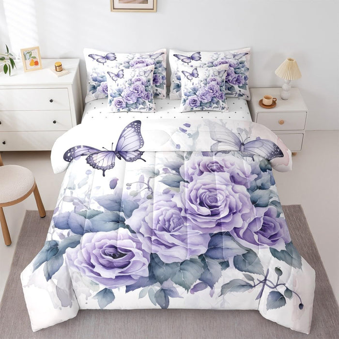 Feelyou Cute Flower 7 Piece Bedding Set Twin Size Kids Cartoon Cute Floral Bed in a Bag for Kids Girls Teens Toddler Yellow Pink Comforter Set with Sheets Kawaii Bed Set