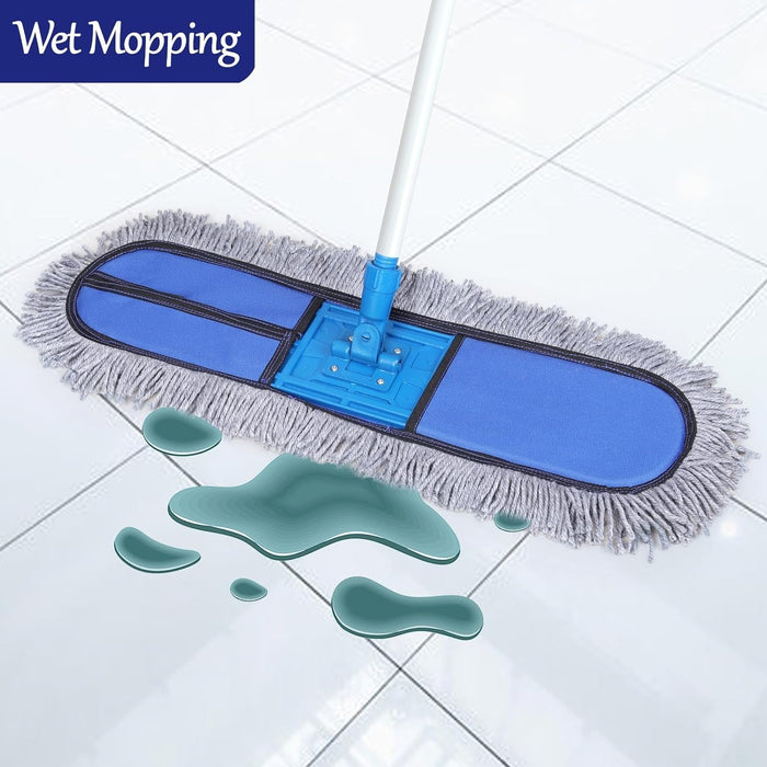Inuvik Microfiber Wet & Dry Cotton Pad Floor Mop 75x14x6(18-Inch Head) with 4 Feet Telescopic handle Floor Cleaning Mop Home Office Hotels Hospitals(Set of 1)(18 INCH Full Set)