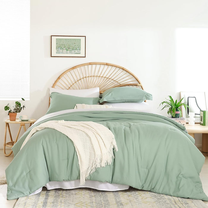 weigelia Queen Comforter Set 7 Pieces Oatmeal Comforters Queen Size Soft Fluffy Bedding Comforter Set with Fitted Sheets, Flat Sheets, Pillow Shams, and Pillowcases
