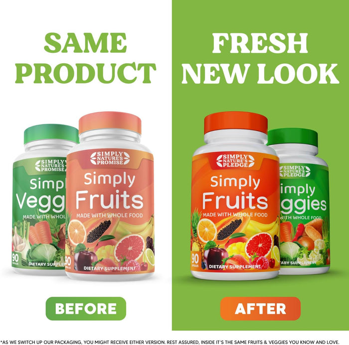Simply Nature's Pledge - Packed with Over 40 Different Fruits & Vegetables - Made with Whole Food Superfoods - with Aloe Vera – 100% Soy Free - 90 Count (Pack of 2)