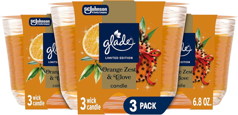 Glade 3-Wick Scented Candle Jar, Balsam & Spruce, Air Freshener Infused with Essential Oils, 6.8 Oz, 3 Count