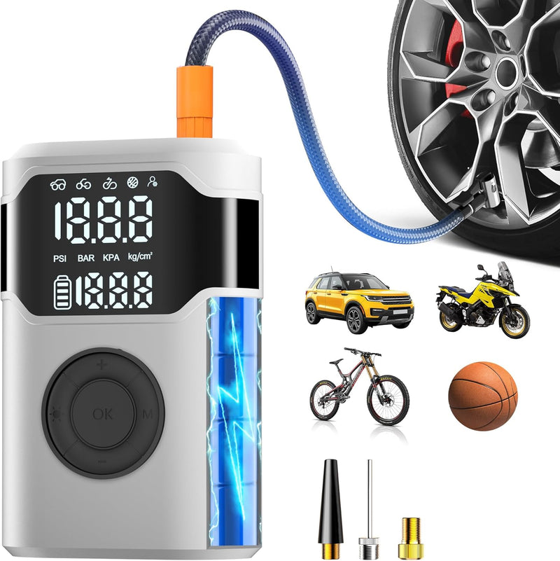 Tire Inflator Portable Air Compressor-150PSI Tire Air Pump, 5X Faster with Digital Gauge, Auto-Off & LED Light, Air Pump for Car Tires, Motorcycle, Bike, Balls & More, Stocking Stuffers Gifts for Men
