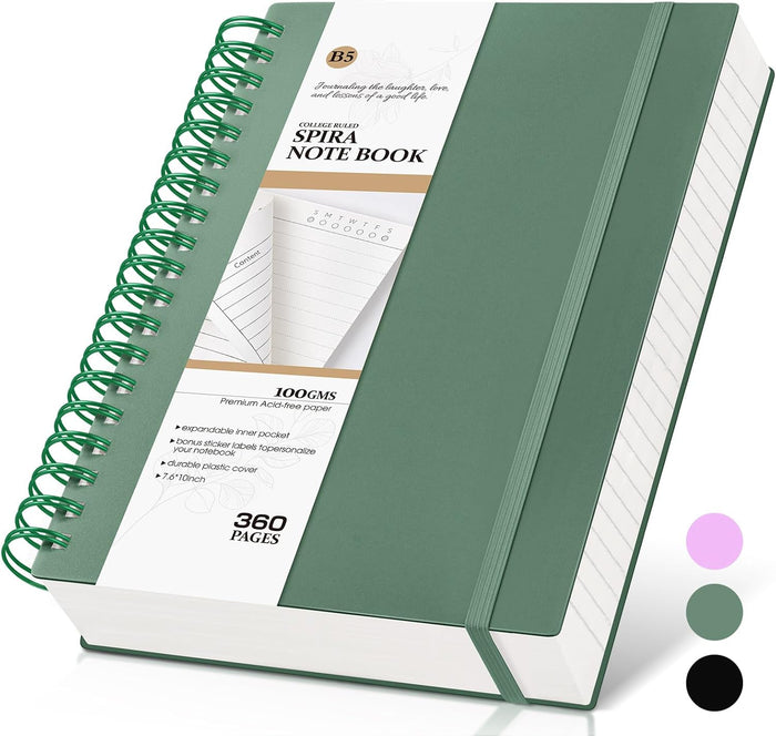 Pink Spiral Notebook Journal,360 Pages College Ruled Notebook, Lined Thick Journals for Women Men,A5 Thick Spiral Journal for Writing,100GSM Paper, Spiral Notebooks for Work School 5.5"x8.5"