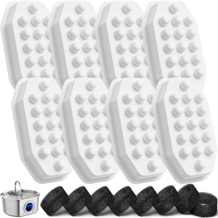 Official 12 Pack Cat Water Fountain Replacement Filters & Pre-Filter Sponges for 108oz/3.2 Stainless Steel Pet Water Fountain